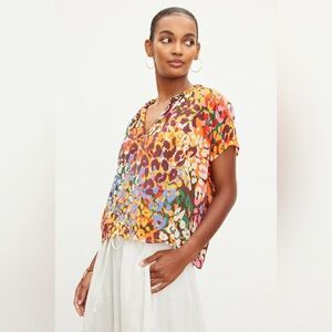Velvet by Graham & Spencer Trixy Printed Cocoon Blouse in Cheetah, Size XS